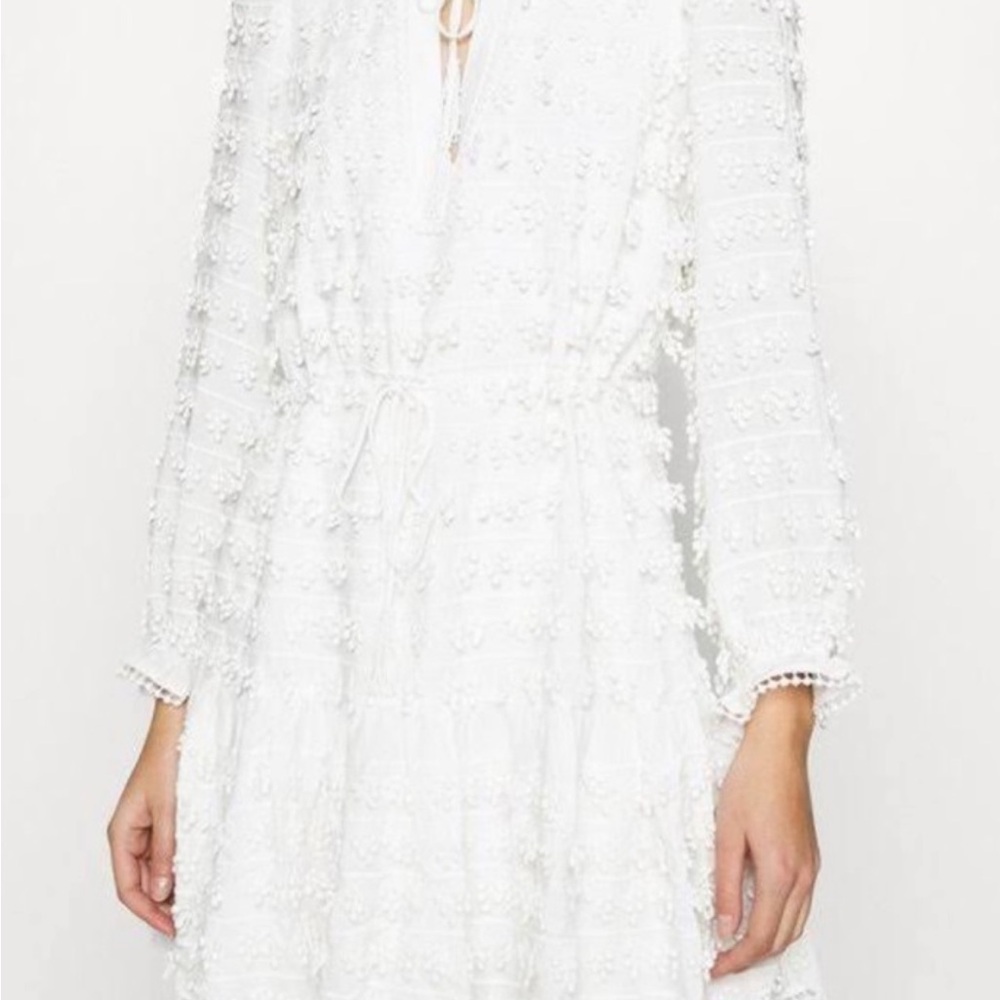 FARM Rio White Textured Mini Dress